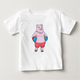 Camiseta Para Bebê Porco na caixa com luvas in a box