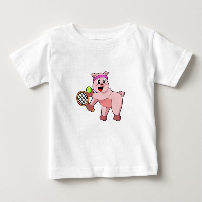 Camiseta Para Bebê Porco na Tênis com suporte de Tênis (Frente)