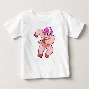 Camiseta Para Bebê Porco no futebol