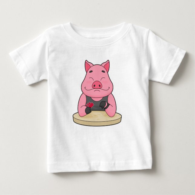 Camiseta Para Bebê Porco no Poker com cartões Poker (Frente)
