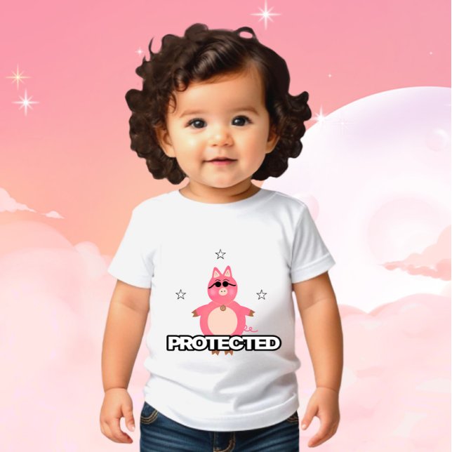 Camiseta Para Bebê Porco rosa engraçado (Criador carregado)
