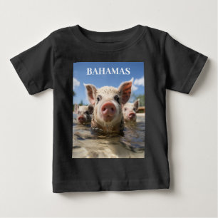 Camiseta Para Bebê Porcos Nadadores das Bahamas - Aventura na Praia d