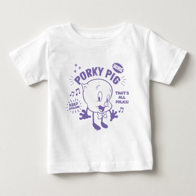 Camiseta Para Bebê Porky Pig Retro Sorrente (Frente)