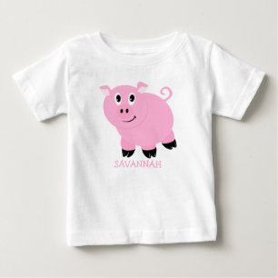Camiseta Para Bebê Porquinhas Rosa Pequenas e Fofas Personalizadas