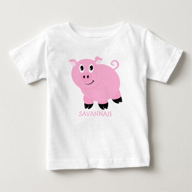 Camiseta Para Bebê Porquinhas Rosas Lindas Personalizadas (Frente)