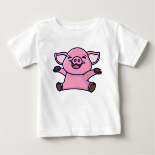 Camiseta Para Bebê Porquinho-curva, Camiseta-T de Baby Fine Jersey