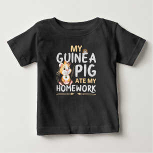 Camiseta Para Bebê Porquinho-da-índia Fofo Comeu Minha Lição de Casa