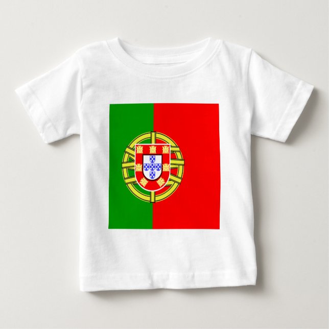 Camiseta Para Bebê Portugal Bandeira de alta qualidade (Frente)