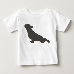 Camiseta Para Bebê Pose da ioga da silhueta do buldogue francês