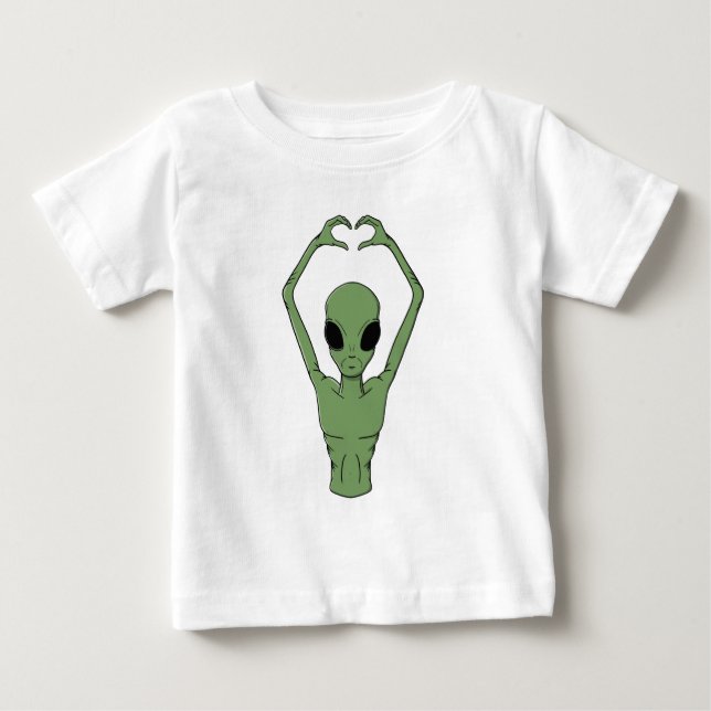 Camiseta Para Bebê Pose do Coração Alien (Frente)