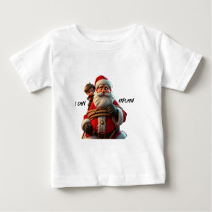 Camiseta Para Bebê Posso Explicar, Cartoon Papai Noel E Little Boy