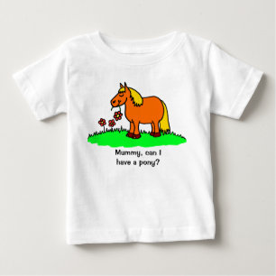 Camiseta Para Bebê Posso Ter um Pônei Desenho Animado Fofo