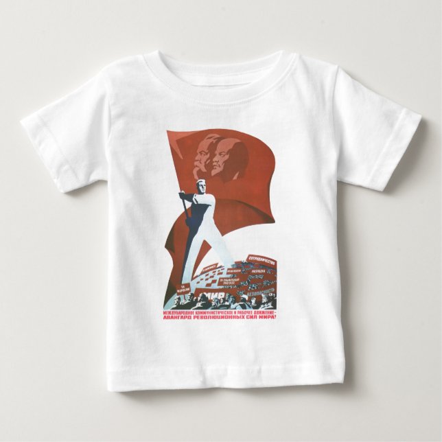 Camiseta Para Bebê Posters da propaganda de União Soviética da guerra (Frente)