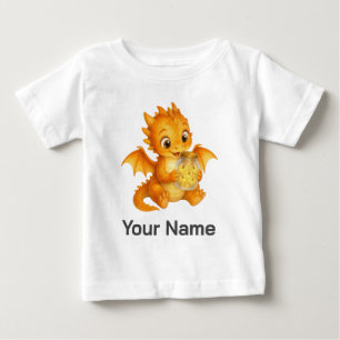 Camiseta Para Bebê Pote Personalizado de Dragão Mágico Segurando Vaga