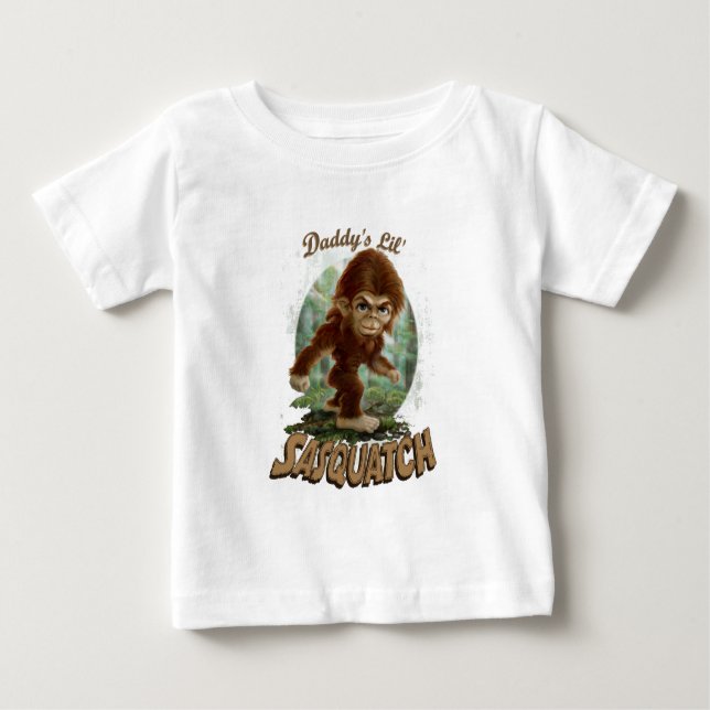 Camiseta Para Bebê Pouco Sasquatch do pai (Frente)