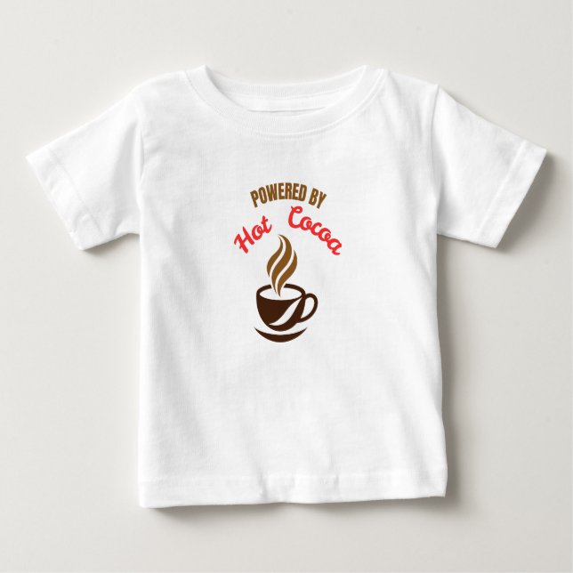 Camiseta Para Bebê Powered by Hot Cocoa (Frente)