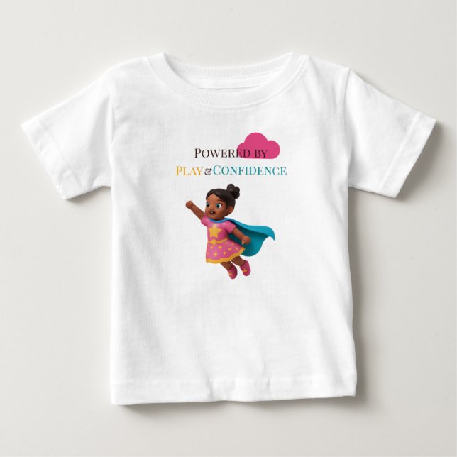 Camiseta Para Bebê Powered by Play & Confidence (Frente)