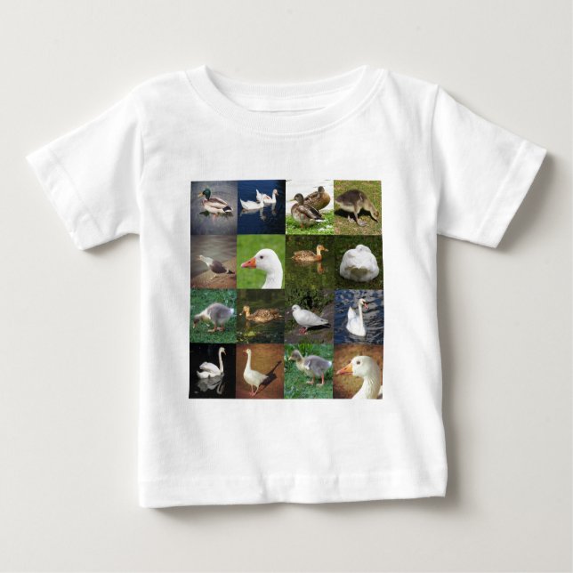 Camiseta Para Bebê Praça de retalhos de fotos - Pássaros (Frente)