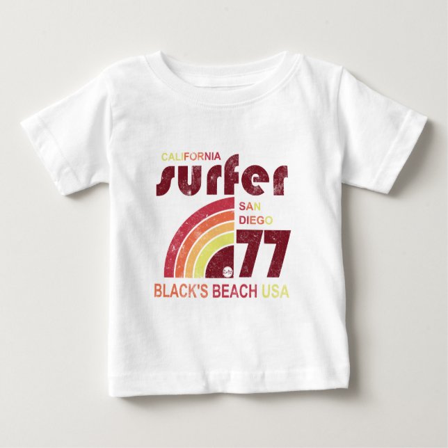 Camiseta Para Bebê praia Califórnia dos pretos (Frente)