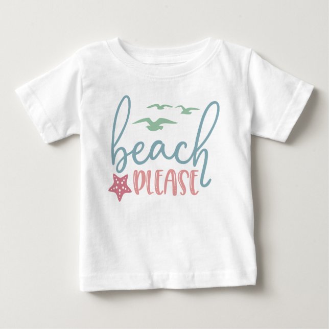 Camiseta Para Bebê Praia Por Favor, Star Fish Seagulha Divertida (Frente)