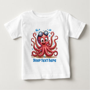 Camiseta Para Bebê Praia unissex legal adicione texto polvo oceano