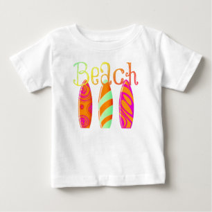 Camiseta Para Bebê Pranchas Coloridas na Praia