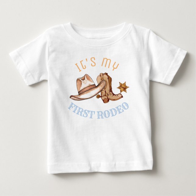 Camiseta Para Bebê Prato de papel para festa de aniversário de Rodeio (Frente)