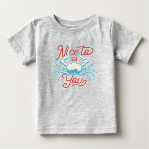 Camiseta Para Bebê Prazer de Ver Você Caranguejo Oceânico