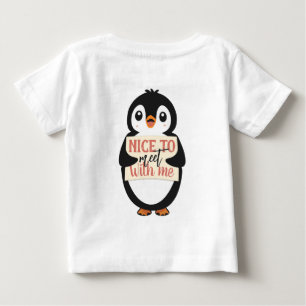 Camiseta Para Bebê Prazer em encontrar-me: sinal de pinguim personali