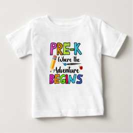 Camiseta Para Bebê Pré-K Onde Começa A Aventura