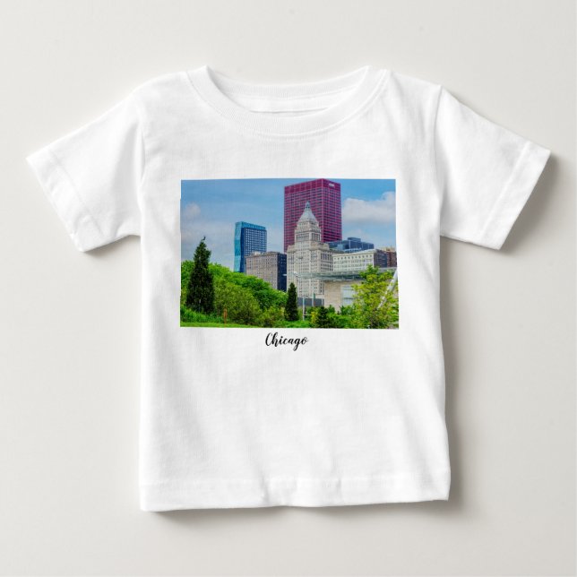 Camiseta Para Bebê Prédios Em Chicago Baby T-Shirt (Frente)