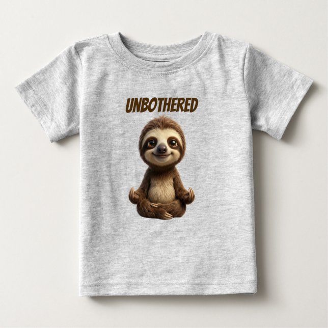 Camiseta Para Bebê Preguiça Despreocupada e Fria (Frente)