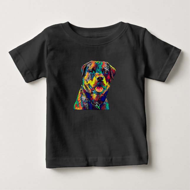 Camiseta Para Bebê prêmio de cão rottweiler (Frente)