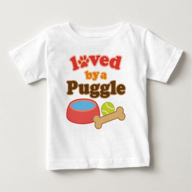 Camiseta Para Bebê Presente da raça do cão de Puggle (Frente)