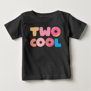 Camiseta Para Bebê Presente de 2º Aniversário Tema Donut Two Cool par