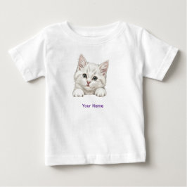 Camiseta Para Bebê Presente de Arte de Gatinho Personalizado com Nome