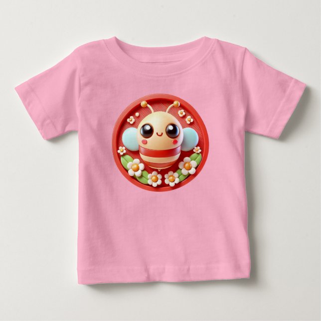 Camiseta Para Bebê 🐝 Presente de Bebê Abelha de Desenho para Roupa F (Frente)