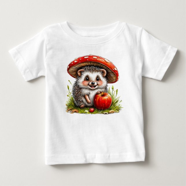 Camiseta Para Bebê 🦔 Presente de Bebêouriço-Cacheiro Fofo ✨ (Frente)