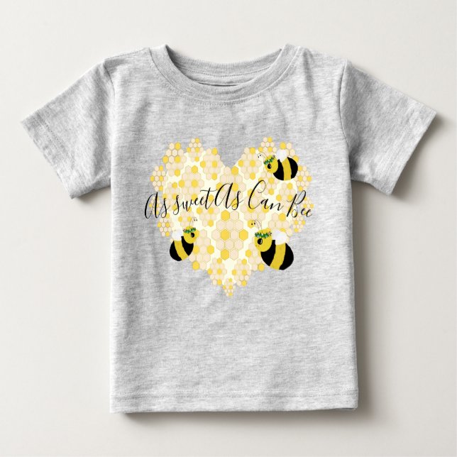 Camiseta Para Bebê Presente de Chá de fraldas de Abelhas Amarelo-Boni (Frente)