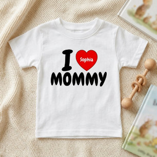 Camiseta Para Bebê Presente de Coração com Nome Personalizado para Mã