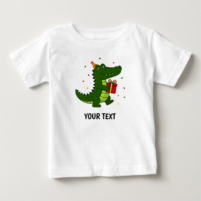 Camiseta Para Bebê Presente de Crocodilo Fofo (Frente)