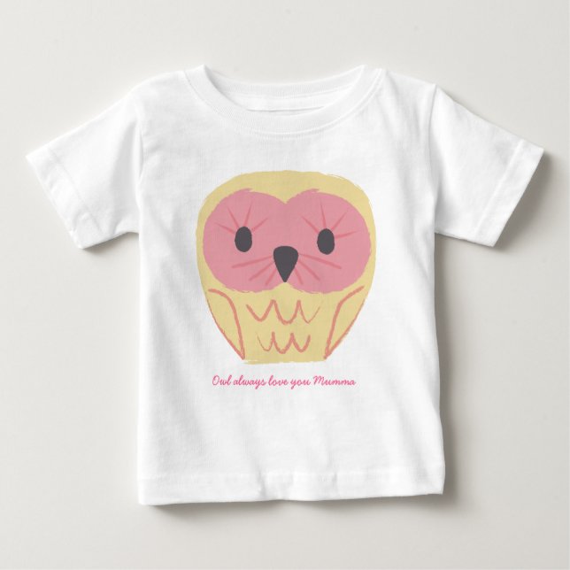 Camiseta Para Bebê Presente de Macacãozinho de Coruja Rosa Fofa para  (Frente)