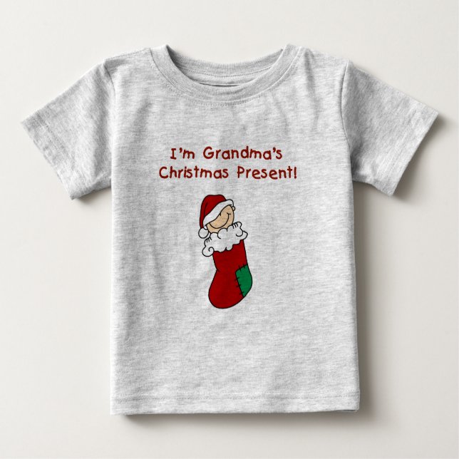 Camiseta Para Bebê Presente de Natal da avó (Frente)