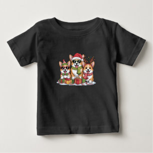 Camiseta Para Bebê Presente de Natal para Mãe Amante de Cães Corgi