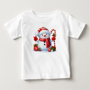 Camiseta Para Bebê Presente de Paz do Boneco de Neve Natal