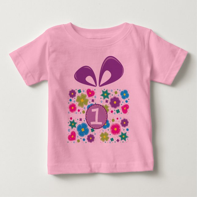 Camiseta Para Bebê Presente de primeiro aniversario (Frente)