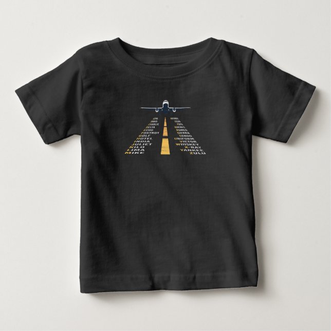 Camiseta Para Bebê Presente do avião-piloto fonético para aviões-pilo (Frente)