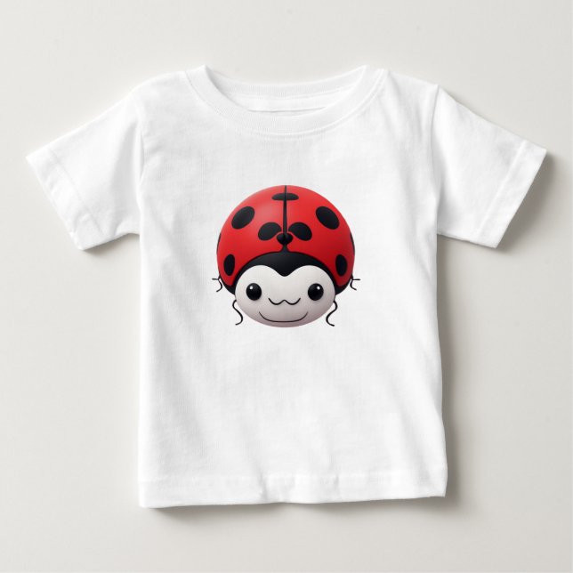 Camiseta Para Bebê Presente feliz de chá de bebê da Cartoon Ladybug (Frente)