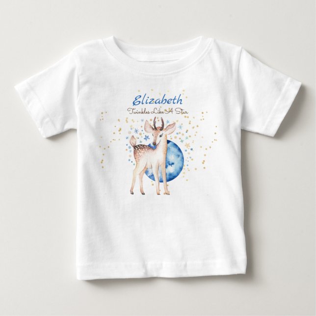 Camiseta Para Bebê Presente Floral de Bebê Estrelas Brilhantes de Vea (Frente)