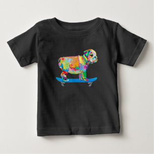 Camiseta Para Bebê Presente no cão Tabuleiro Legal Colorido